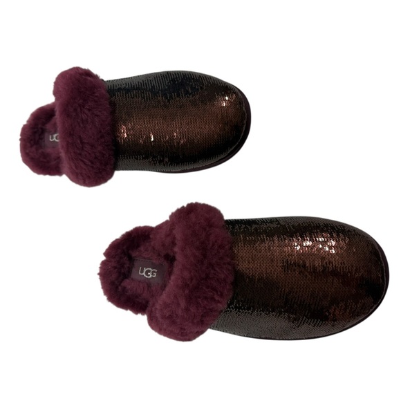 UGG Shoes - UGG Sparkle Slipper Burgundy Sequin Shearling Women’s Sz10 Like NWOT